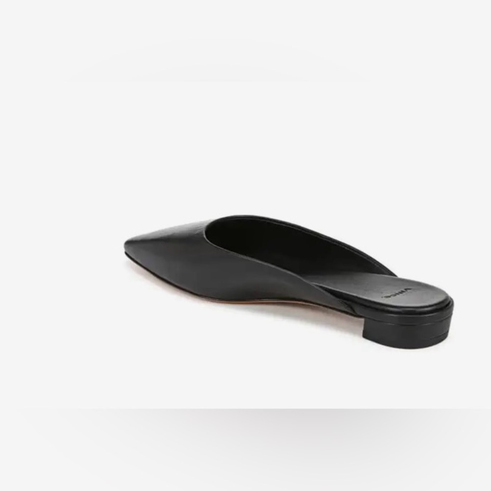 VINCE - Ana Pointed Leather Mules Black Size 5.5 - Picture 2 of 14
